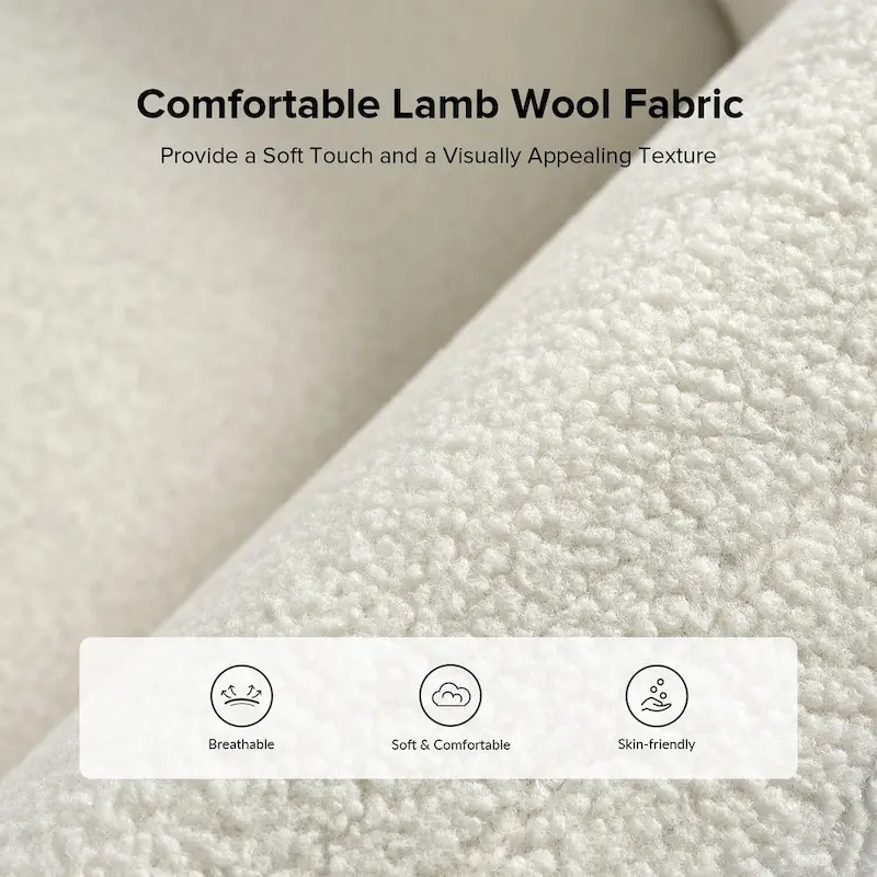 Wayne 35  Wide Boucle Upholstered Teddy Accent Chair with Solid Wood Legs by HULALA HOME