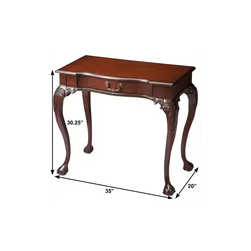 Dark Brown Writing Desk, Traditional Style, 1-Person