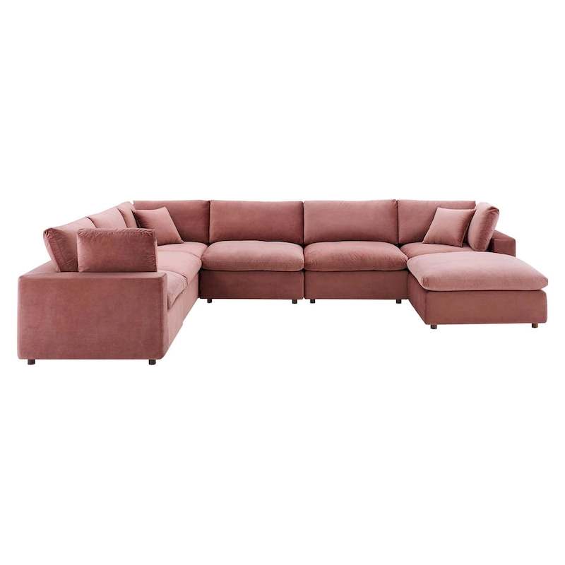 Commix Down Filled Overstuffed Velvet 7-Piece Sectional Sofa