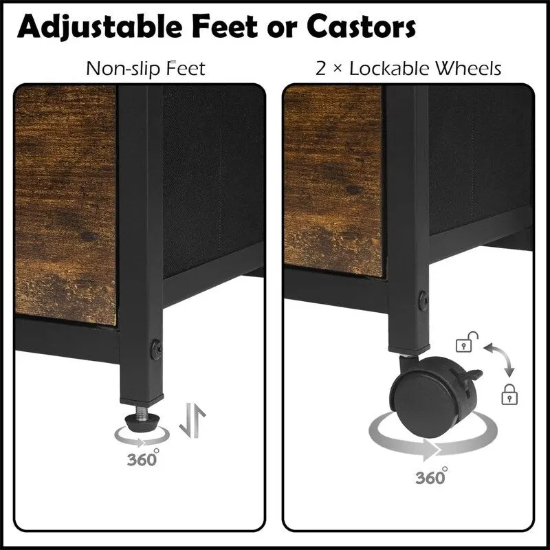 2 Tier Metal Mobile Under Desk Home Printer Stand - 11.81 D x 15.75 W x 25.6 H