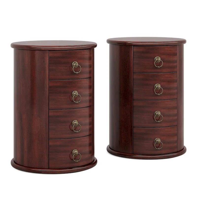Solid Wood Bedside Table, Nightstand with 4 Drawers