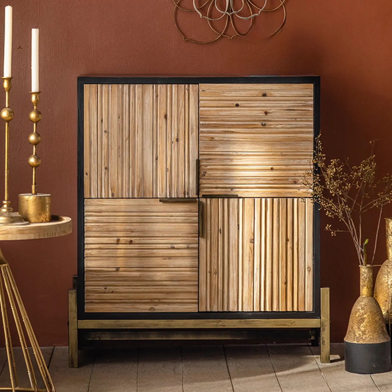 Industrial Wooden Freestanding Cabinet for Living Room