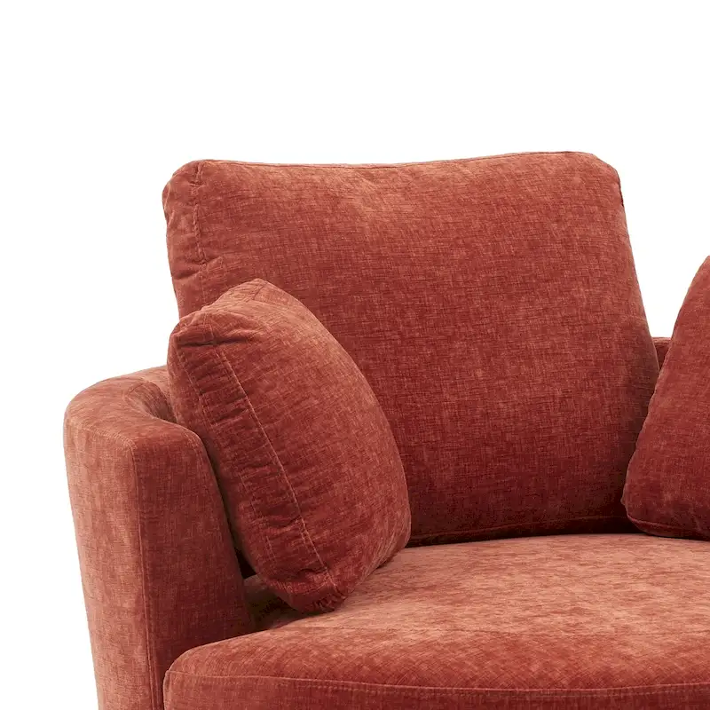 Upholstered Swivel Barrel Armchair Club Chair With Metal Base