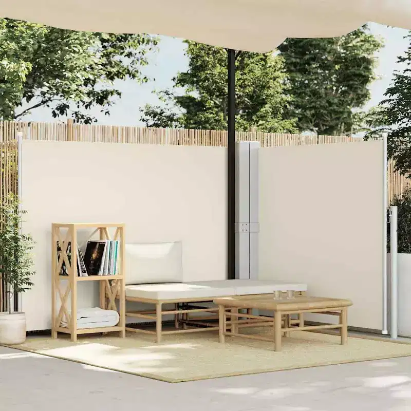 vidaXL Side Awning Cream Polyester with PU coating 55.1 x 393.7 in