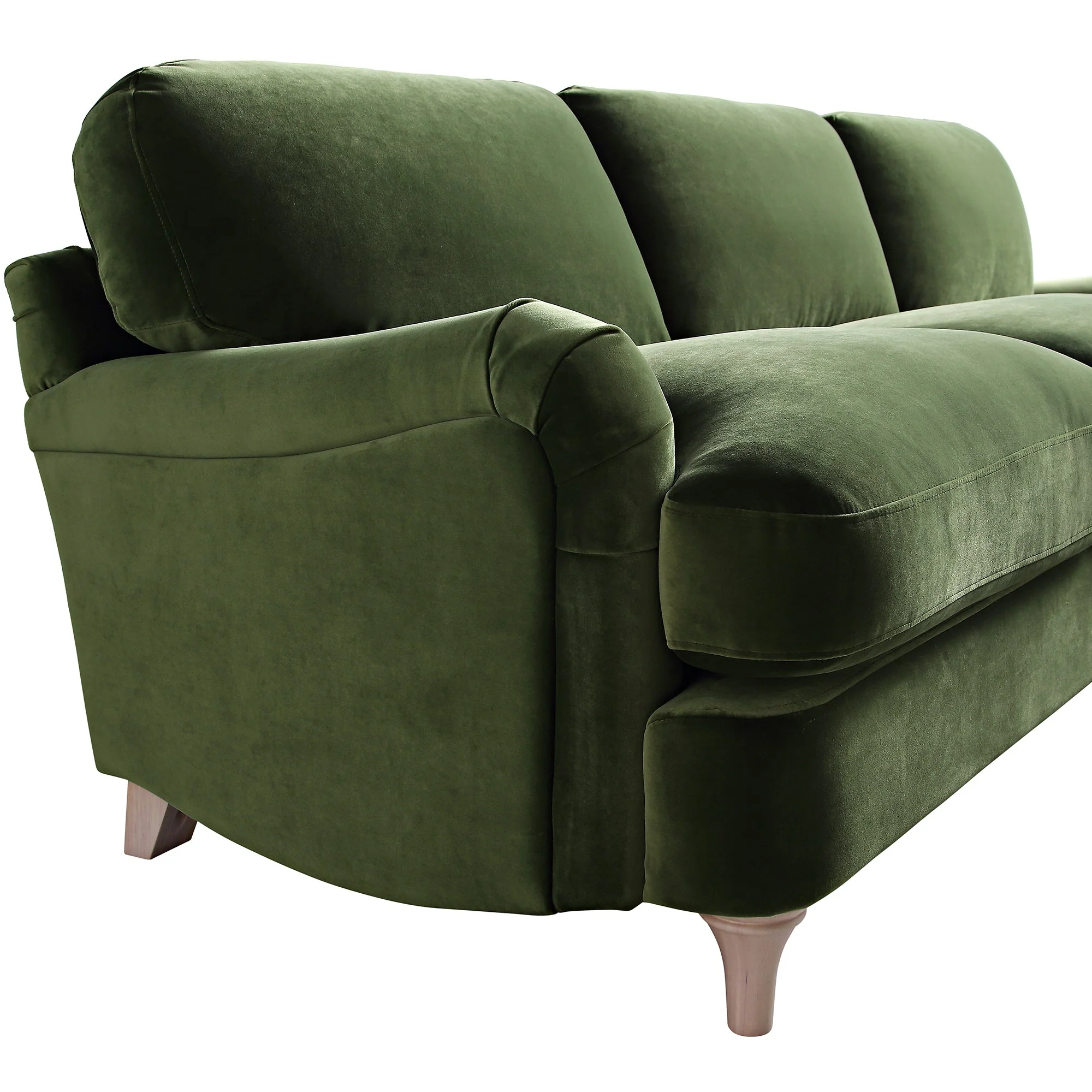 Fern Green Velvet Sofa, Grande Chaise Sofa Right Hand Facing
