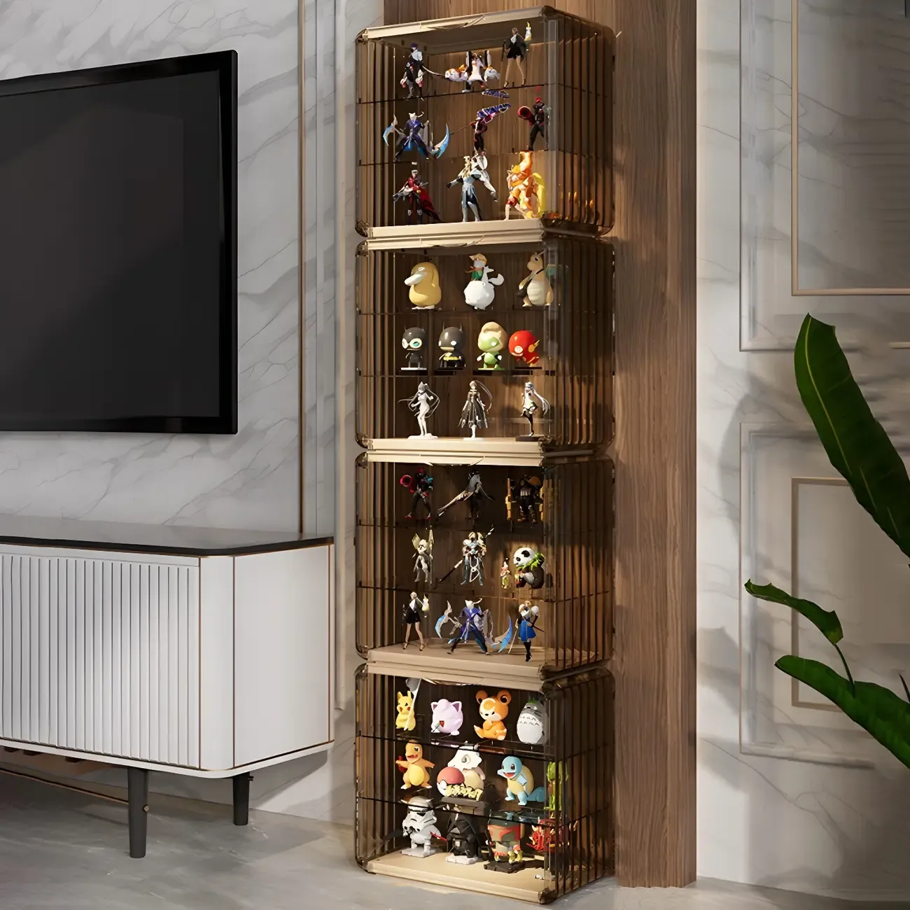 Living Room Stackable Clear Acrylic Display Cabinet
