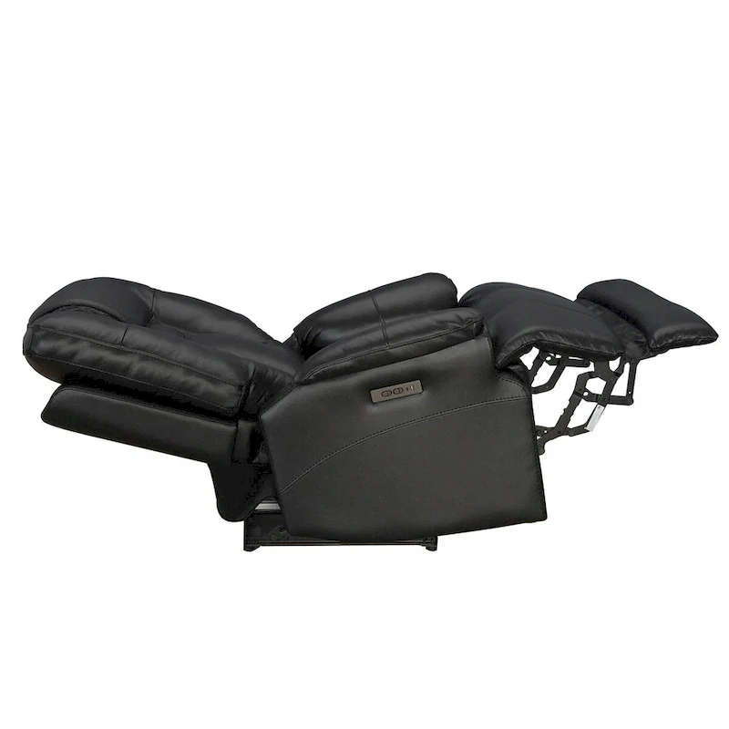 Top Grain Leater Black Zero Gravity Power Recliner With Adjustable Headrest Extendable Footrest
