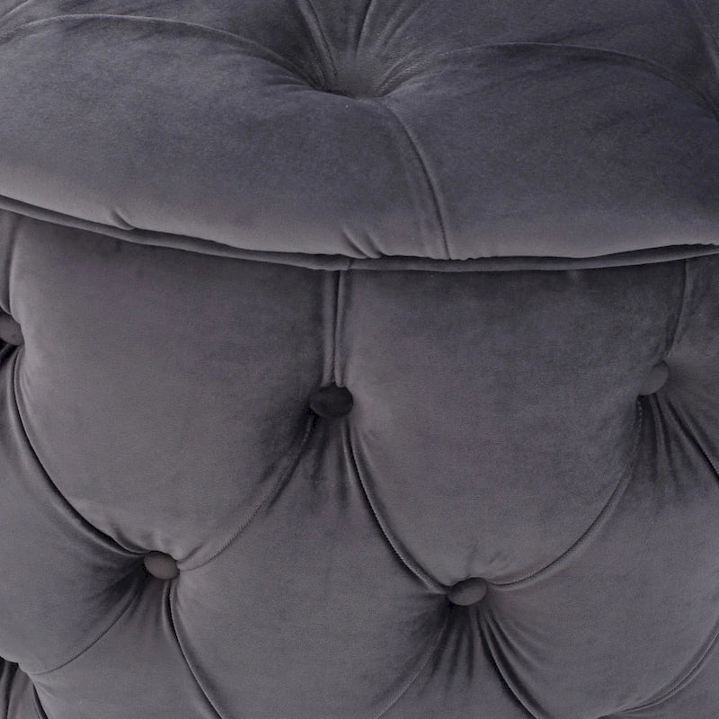 Zelfa Modern Glam Tufted Velvet Round Ottoman by Christopher Knight Home