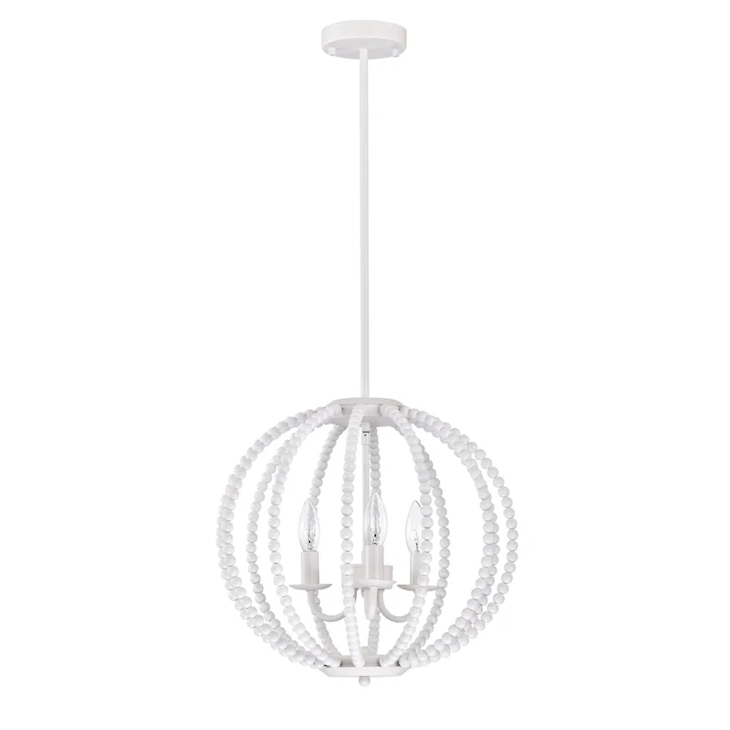 Arni 16 Inch Pure White Beads Bohemian Pendant 3-Light