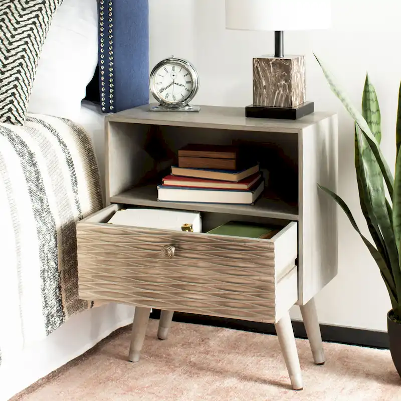 SAFAVIEH Brandy Single Drawer Textured Nightstand