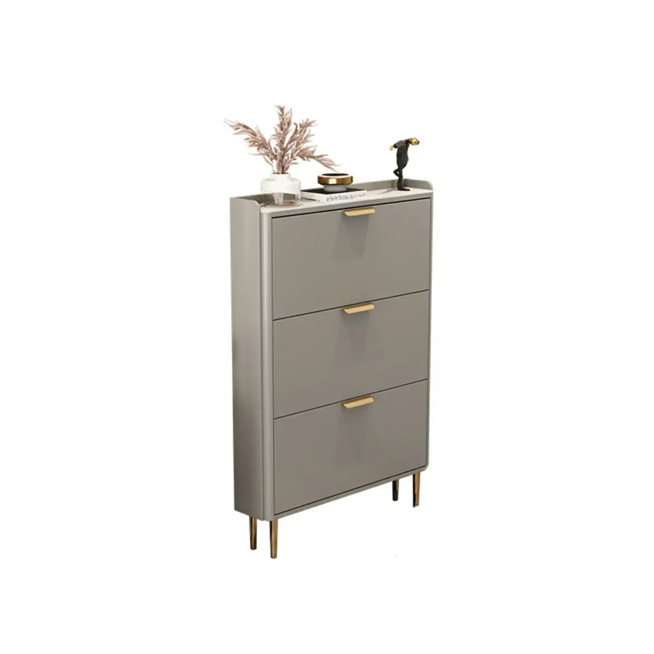 Wooden Drop Front Shoe Cabinet with Metal Legs