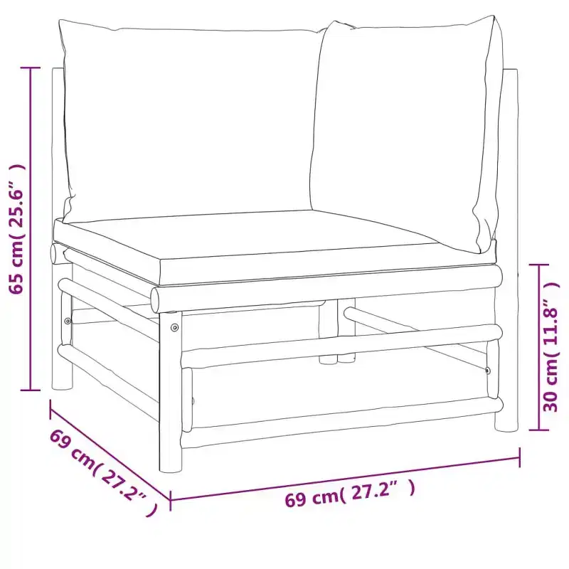 vidaXL Garden Lounge Set, Bamboo Bamboo, Fabric (100% polyester)