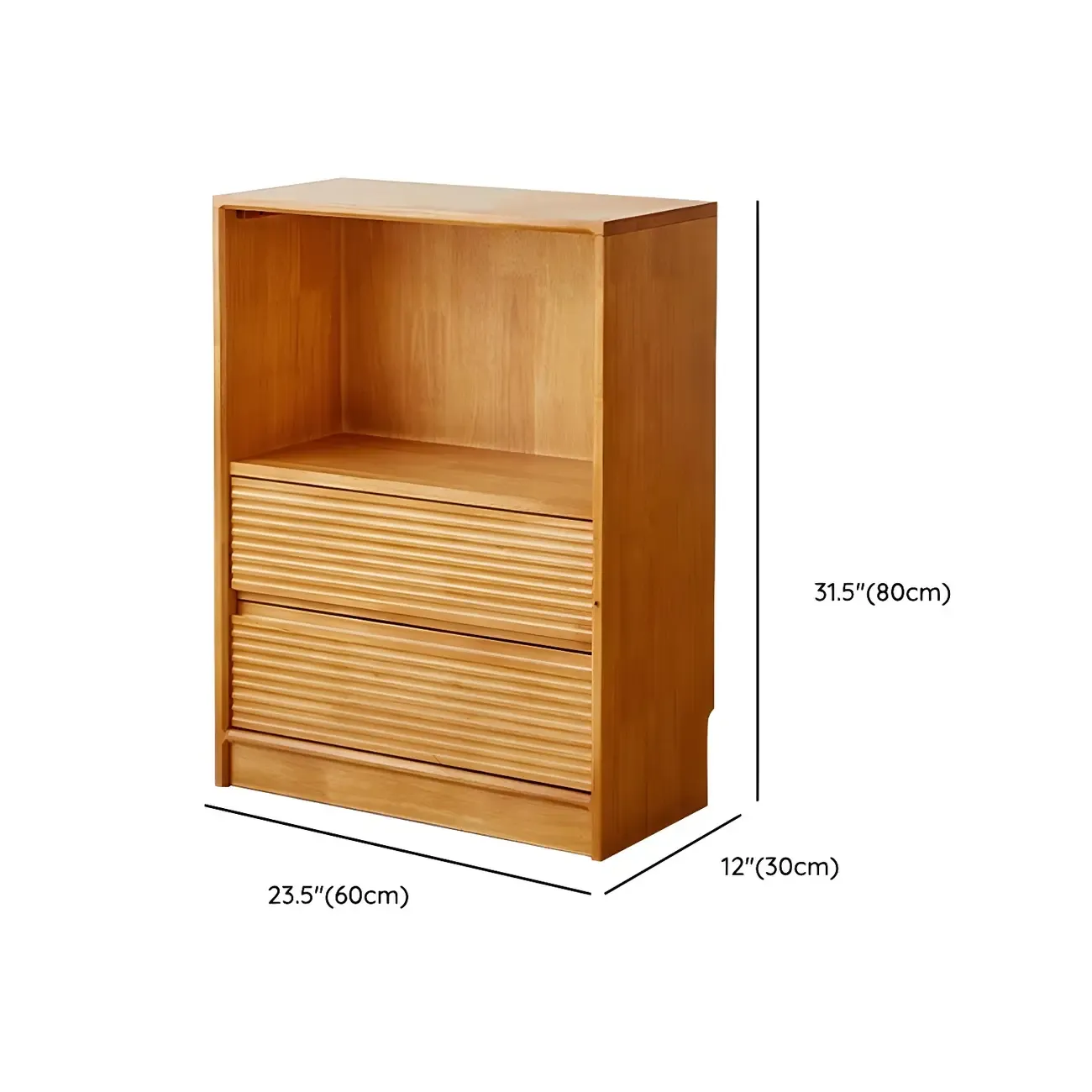 Scandinavian Light Wood 2-Shelf Bookcase with Drawers