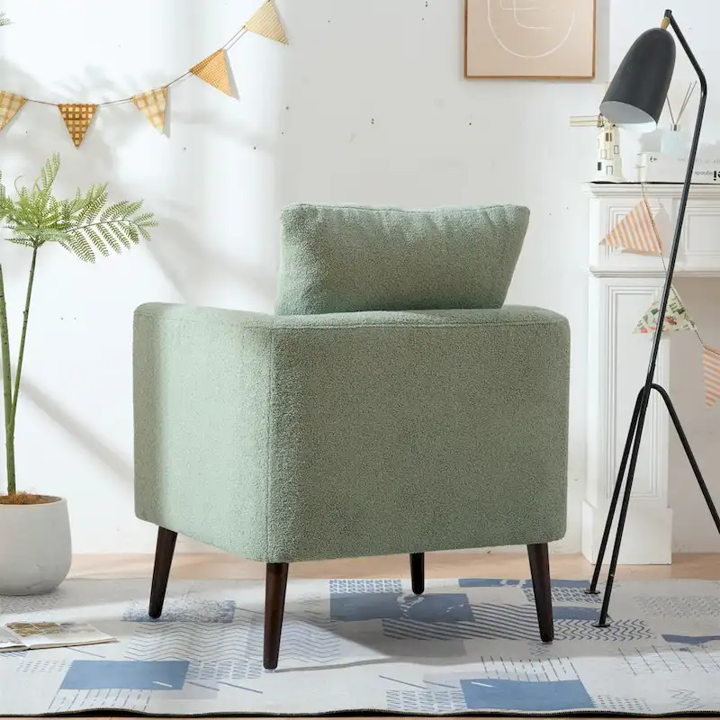 Green 26.77  Upholstered Arm Chair with Solid Wood Legs
