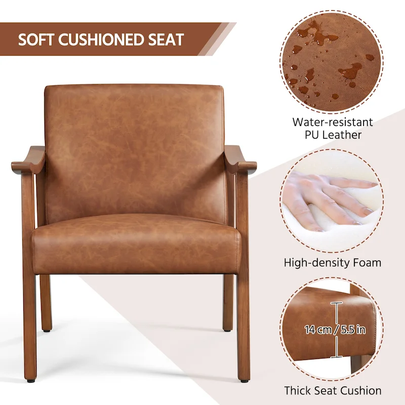 Yaheetech Upholstered Accent Chair Boucle Armchair with Solid Wood Legs - 24.5 L  28 W  29 H