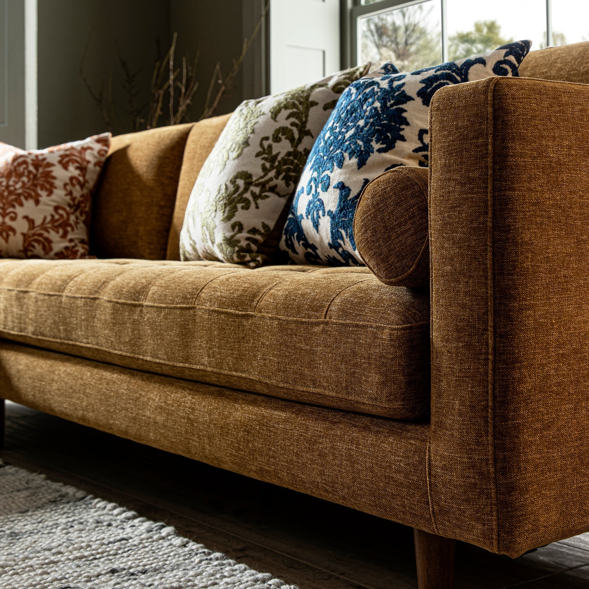 Spiced Honey Chenille Grand 4-Seater Chaise End Sofa, Left Hand Facing