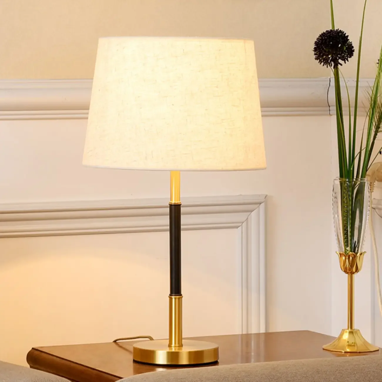 Modern Geometric Gold Table Lamp for Living Room