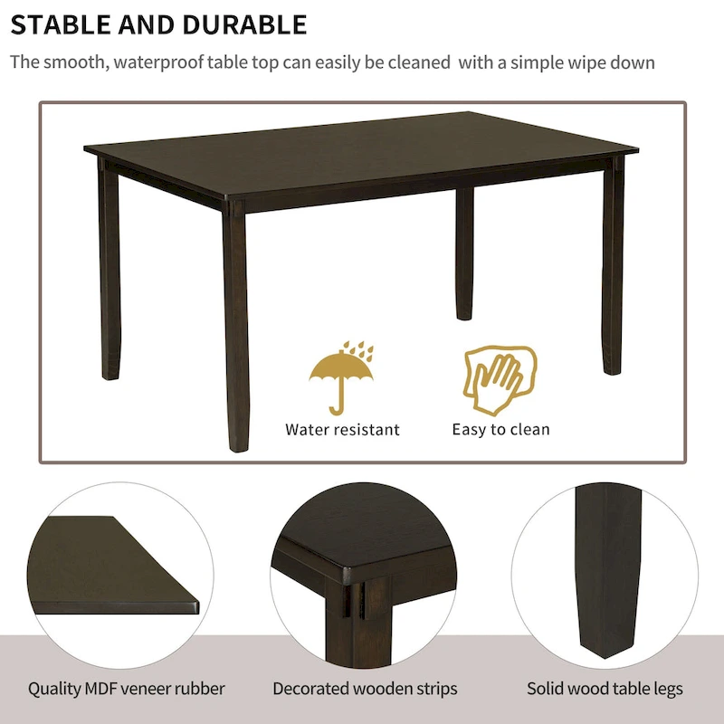 Nestfair 6-Piece Dining Table Set with 4 Fabric Chairs and Bench