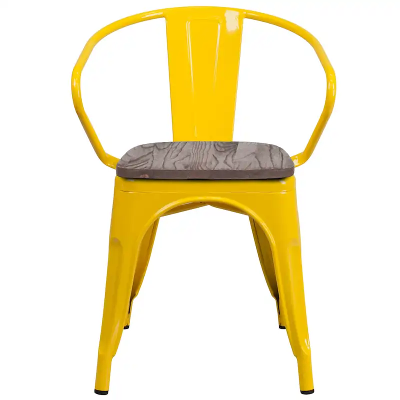 Metal Chair with Wood Seat and Arms