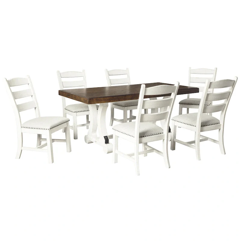 Signature Design by Ashley Valebeck Brown/White 7-Piece Dining Package
