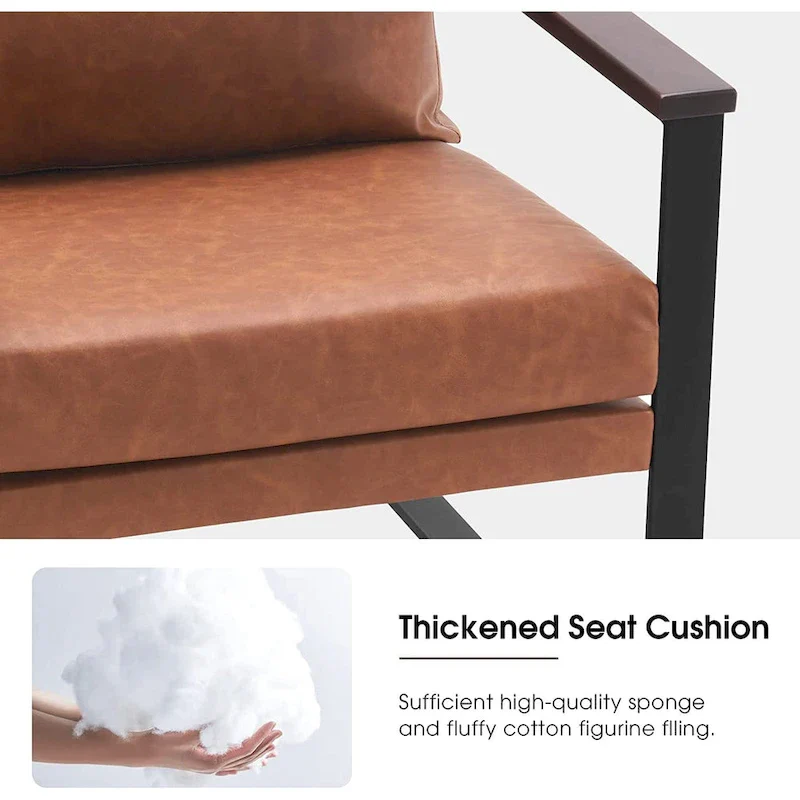 MCombo Modern Accent Chair with Upholstered Cushion, Faux Leather HQ304