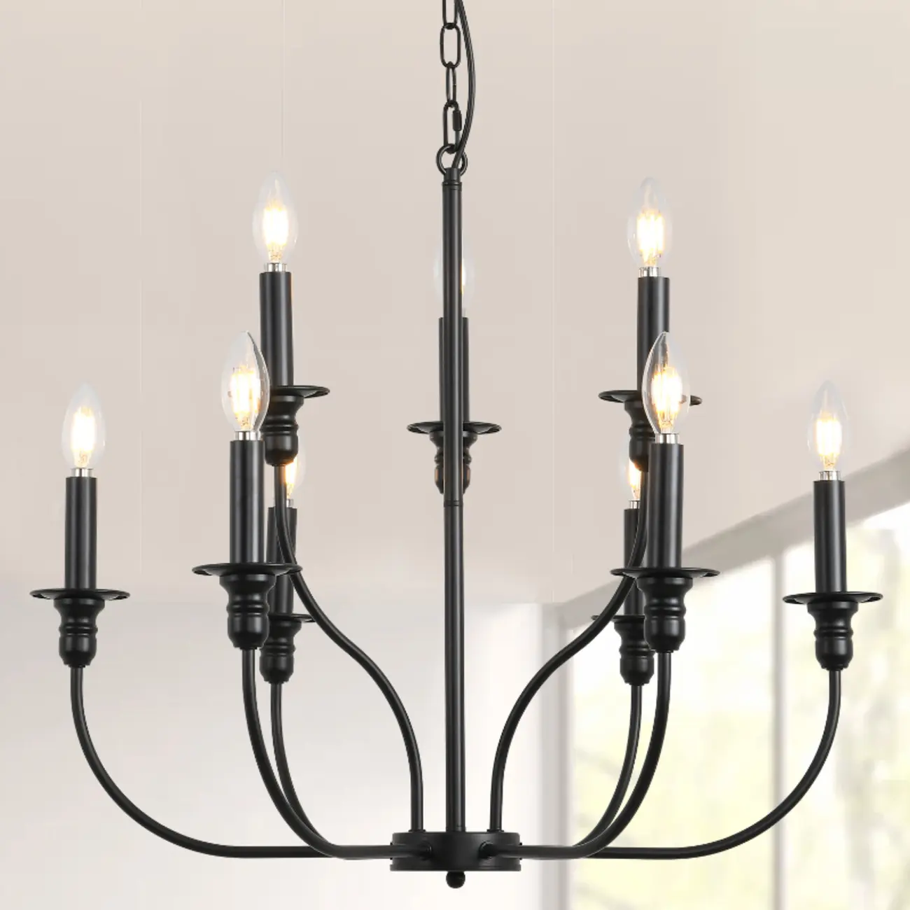 Industrial Black Chandeliers at Home with Adaptable Height