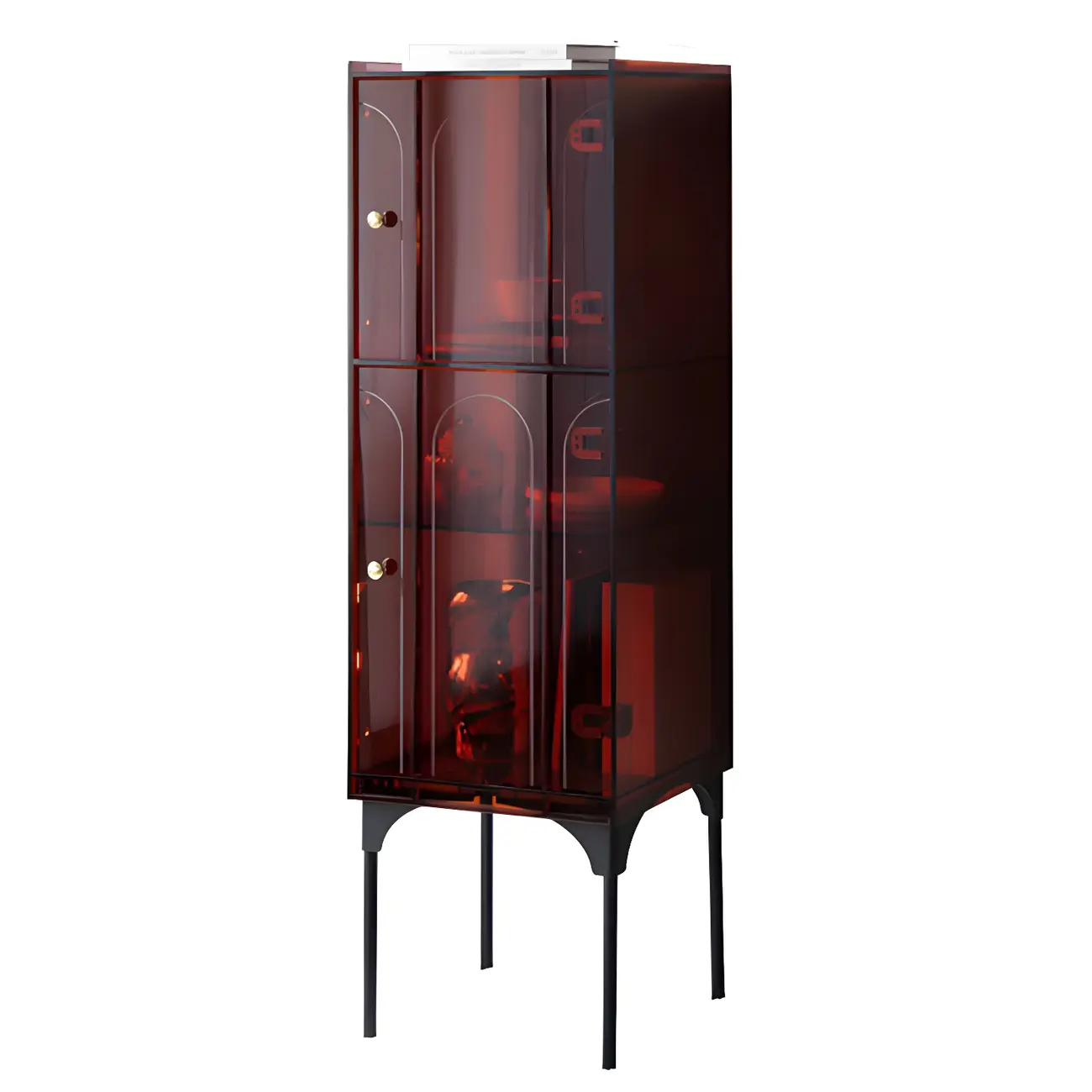 Modern Plastic/Acrylic Sideboard Cabinets with Shelves in Red