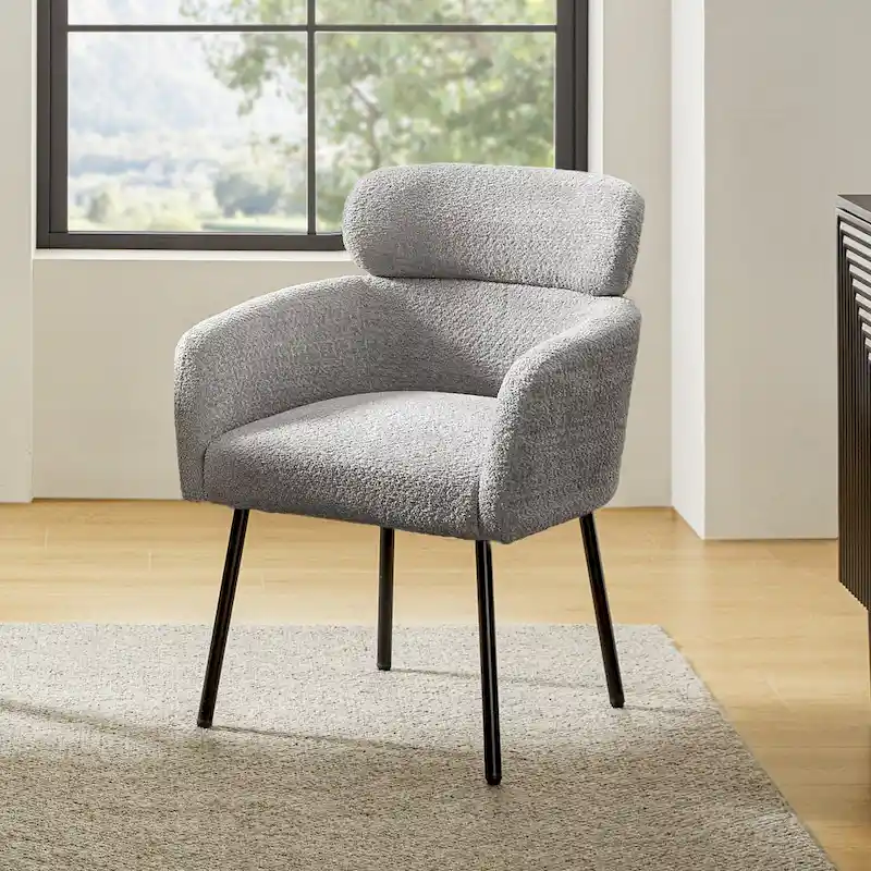Amos Modern Boucle Dining Chair with Adjustment Feet