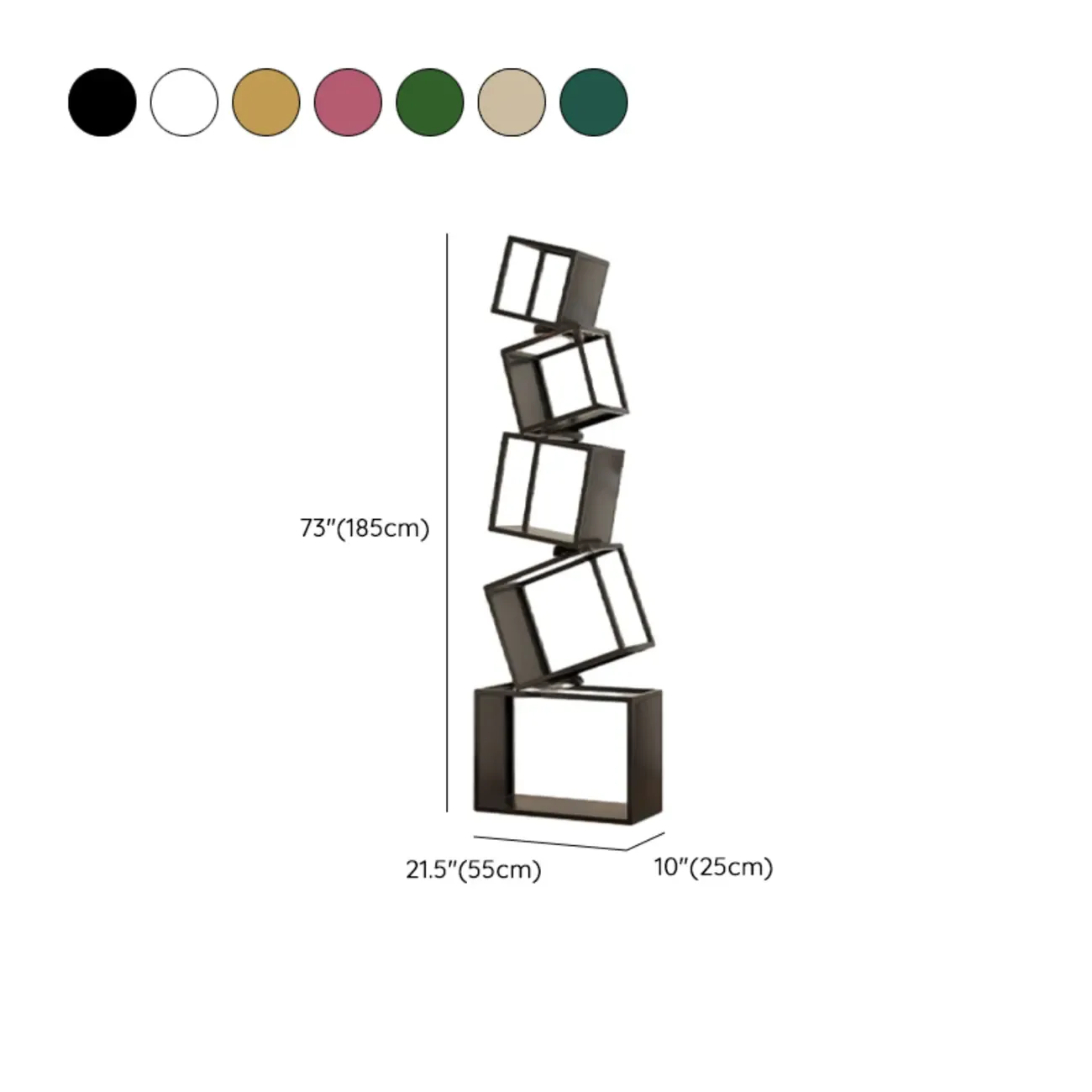 73H Black Metal Geometric Open Cube Bookcase