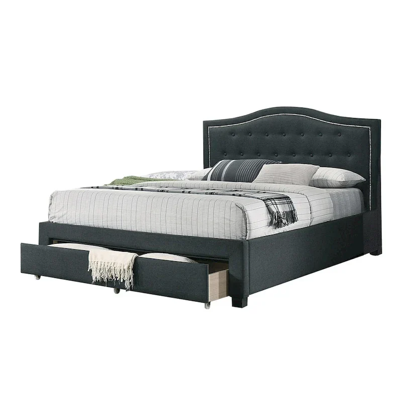 Fully Upholstered Eastern King Bed with 1 Underbed Drawer
