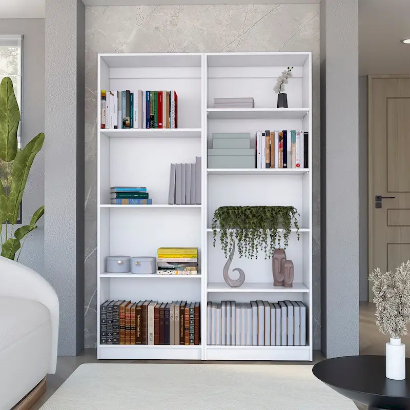 Kenyon Tall 5-Shelf Wide Bookcase Set of 2 - N/A