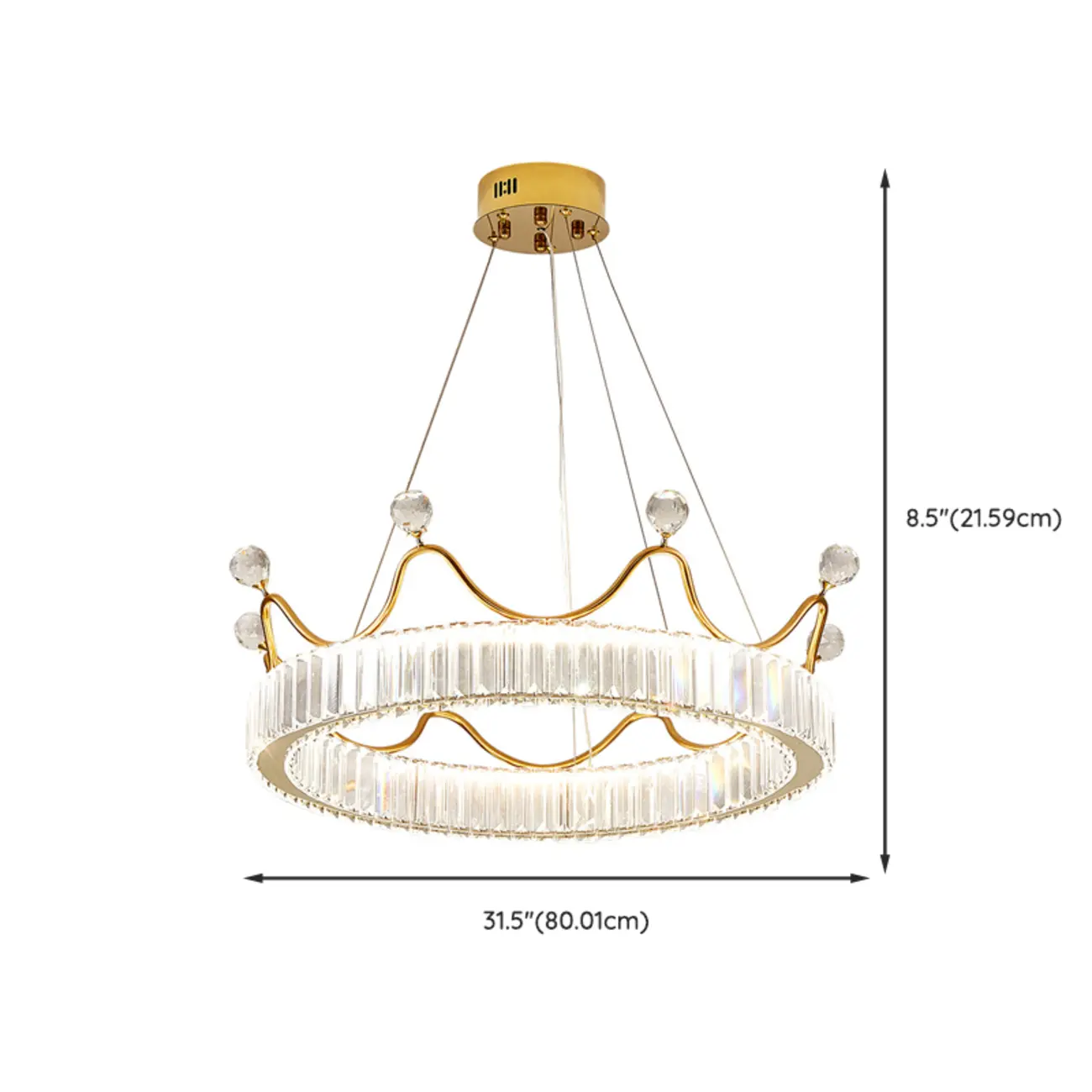 Elegant LED Golden Crown Shape Crystal Chandelier