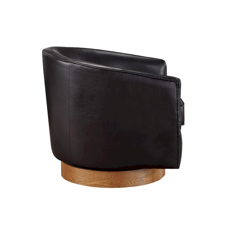 Ingram Faux Leather Wood Base Barrel Swivel Chair by Greyson Living