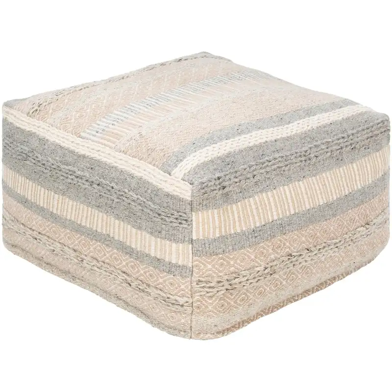 Attia Farmhouse Patchwork 24-inch Square Pouf