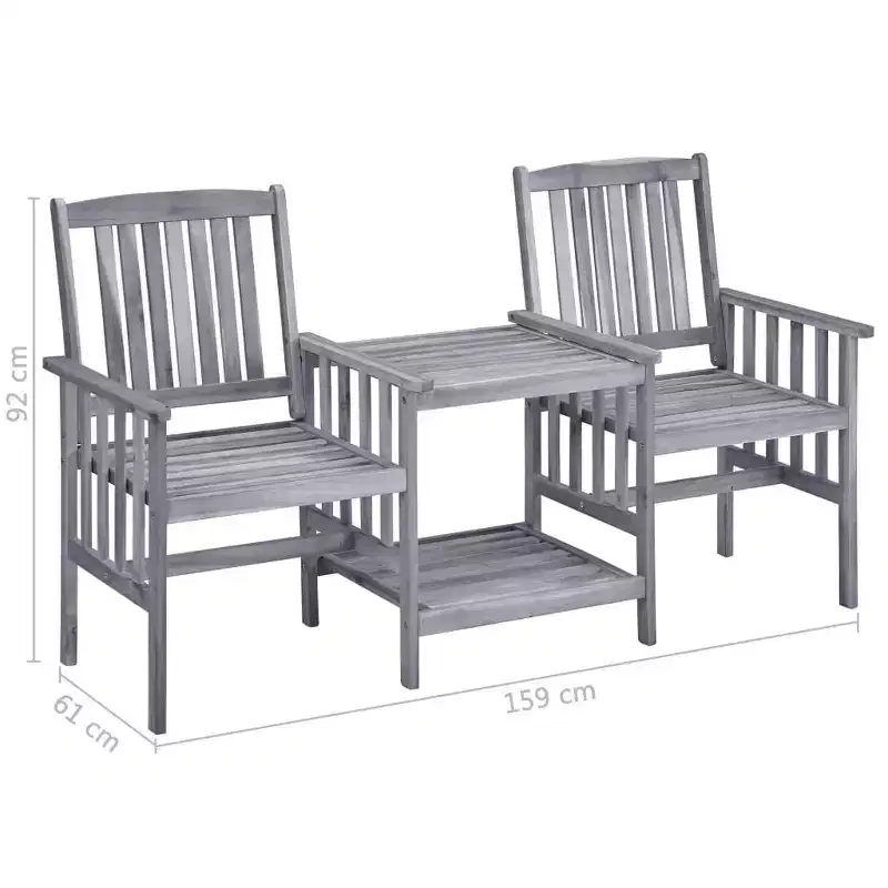 vidaXL Patio Chairs with Tea Table 62.6x24x36.2 Solid Acacia Wood