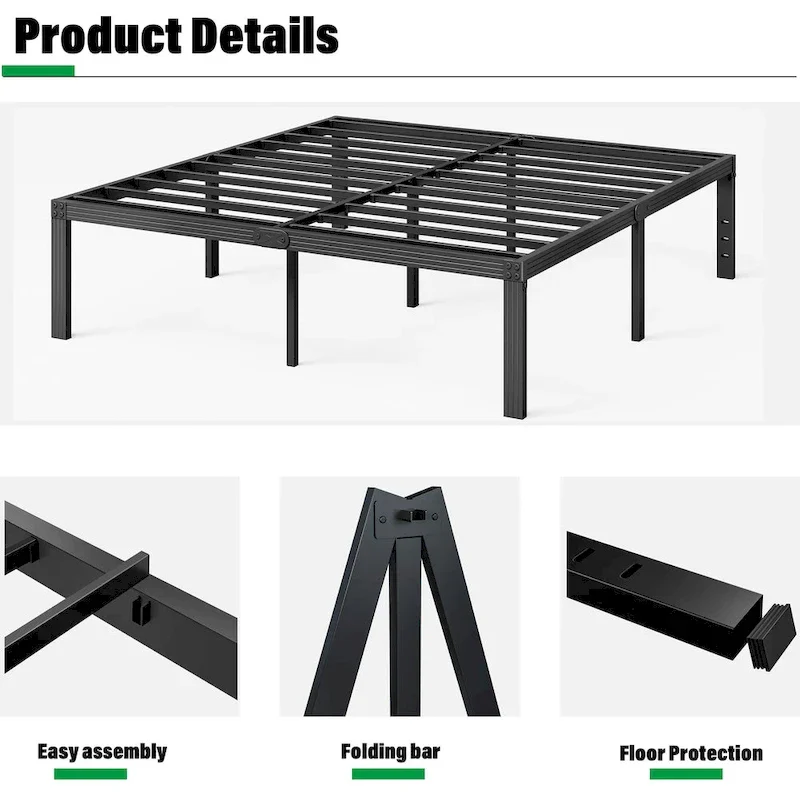 14 Inch Heavy Duty Bed Frame, No Box Spring Needed, Noise Free