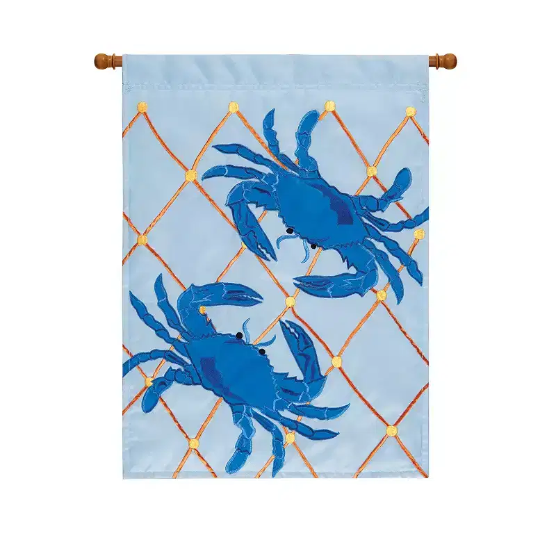 C&F Home 13 x 18 Double Sided Blue Crabs Applique Garden Flag Coastal Nautical Decor
