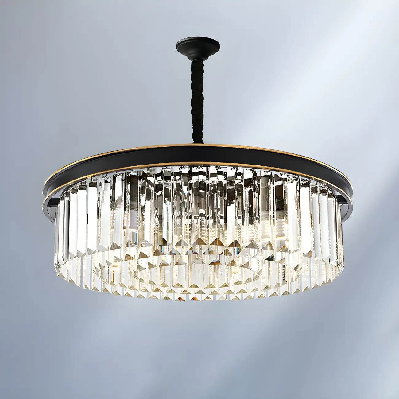Modern Cylinder Crystal Chandelier Height Adjustable