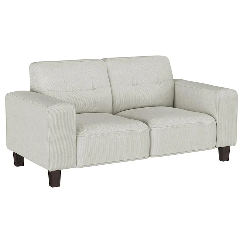Light Gray Corduroy Loveseat, Track Arms, Seats 2