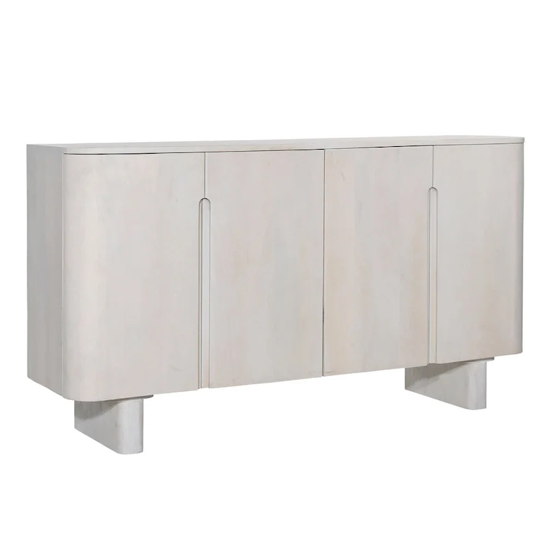 White 4-Door Storage Cabinet - Mango Wood