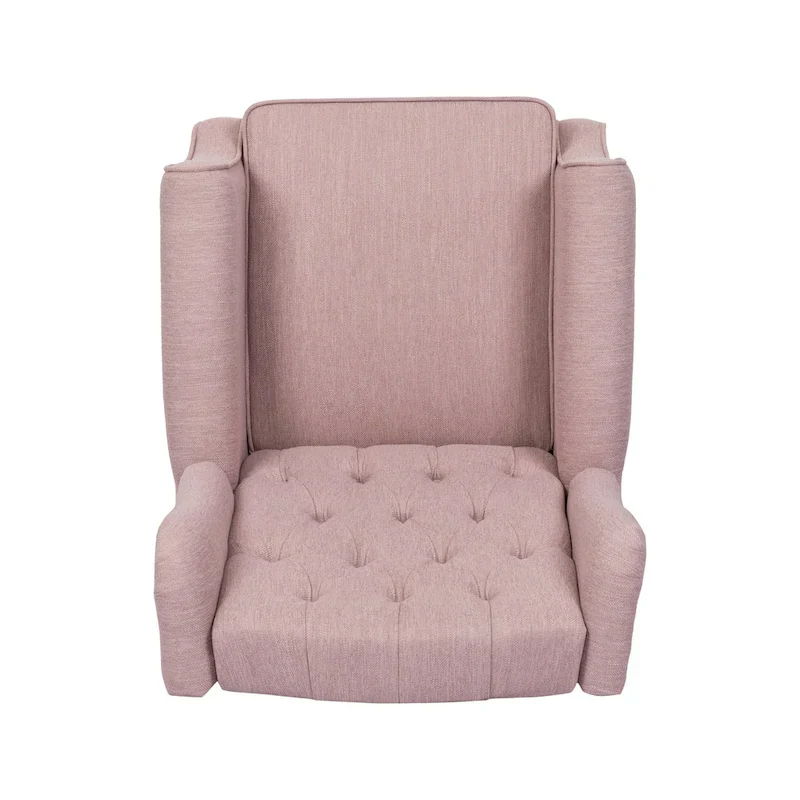 Modern Wingback Push-Back Recliner with Footrest, Button-tufted, Birch Legs