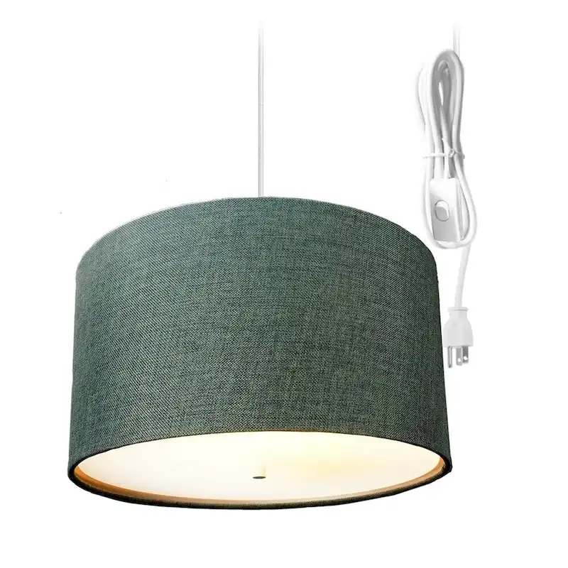 2 Light Swag Plug-In Pendant 18 w Granite Gray with Diffuser, White Cord