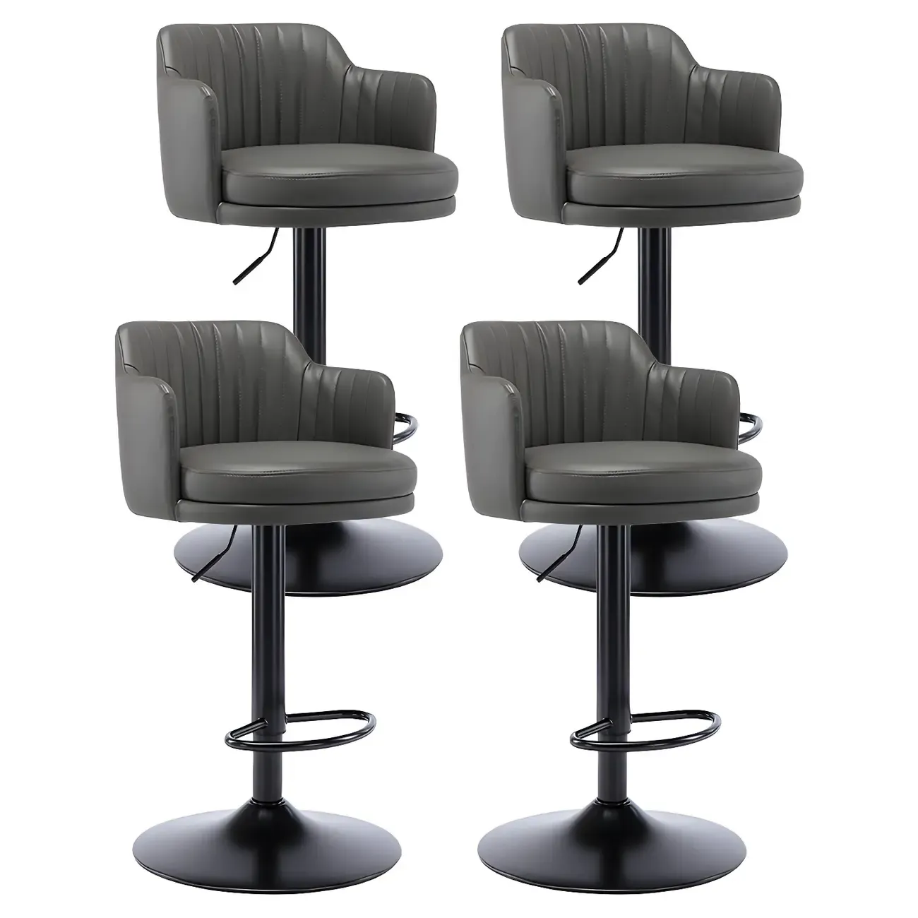 Modern Leather Armrests Swivel Adjustable Bar Stool