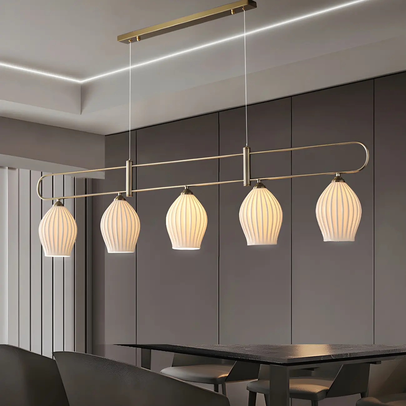 Simple Modern Ceramic Multi-Light Island Pendant Light