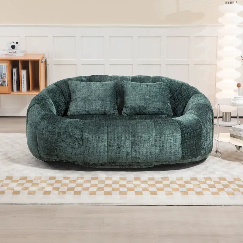 Emerald Modern 59 Chenille Loveseat Chaise Lounge Chair