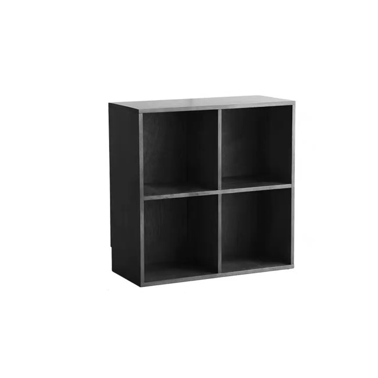 Black Short Cube Wood Bookshelf with Drawers Cabinet