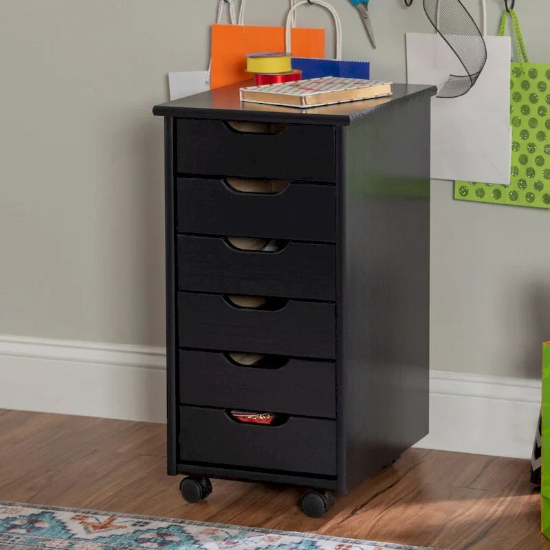 26 Black Rolling Storage Cabinet with 6 Drawer