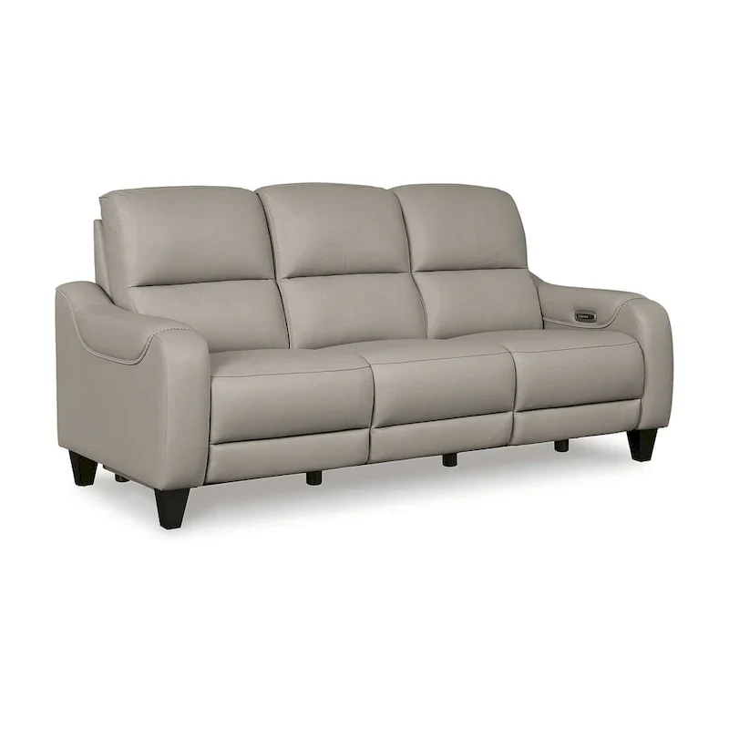 Leather Power Reclining Sofa with Adjustable Headrests and USB Charging