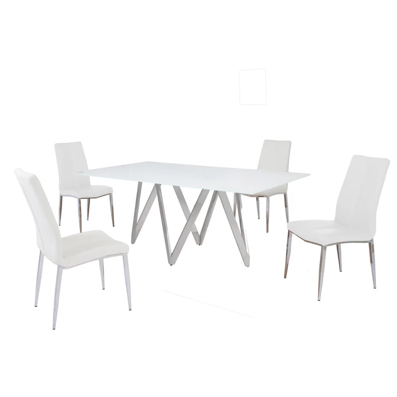Somette Alyssa Starphire White 5-Piece Dining Set