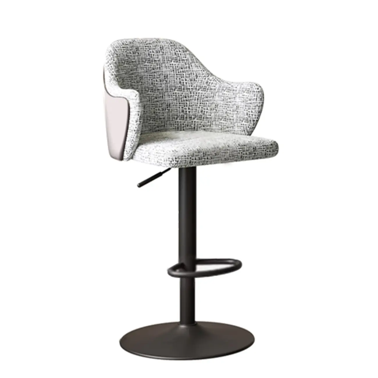 Minimalistic Upholstered Fabric Bar Stool with Arms
